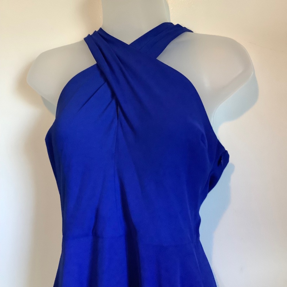 Express Royal Blue Crisscross Halter Fit and Flare Cocktail Dress Size 6